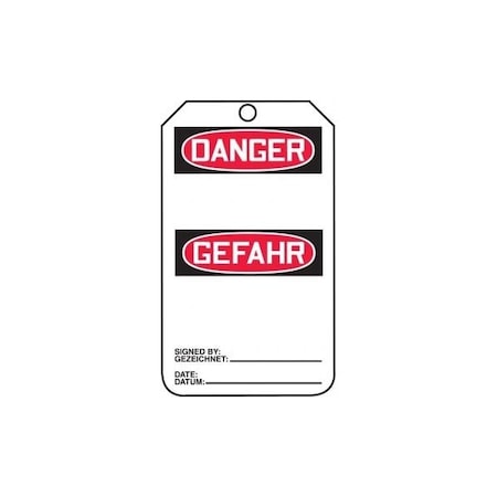 Accuform Safety Tags, DANGER BLANK BILINGUAL GERMAN, 5.75in x 3.25in, RP-Plastic, 5PK TMG143PTM